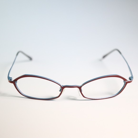 Bevel BRTQ Japan 8536 Pound 49-18 135 eyeglasses red blue slim frame N13 - Picture 1 of 13
